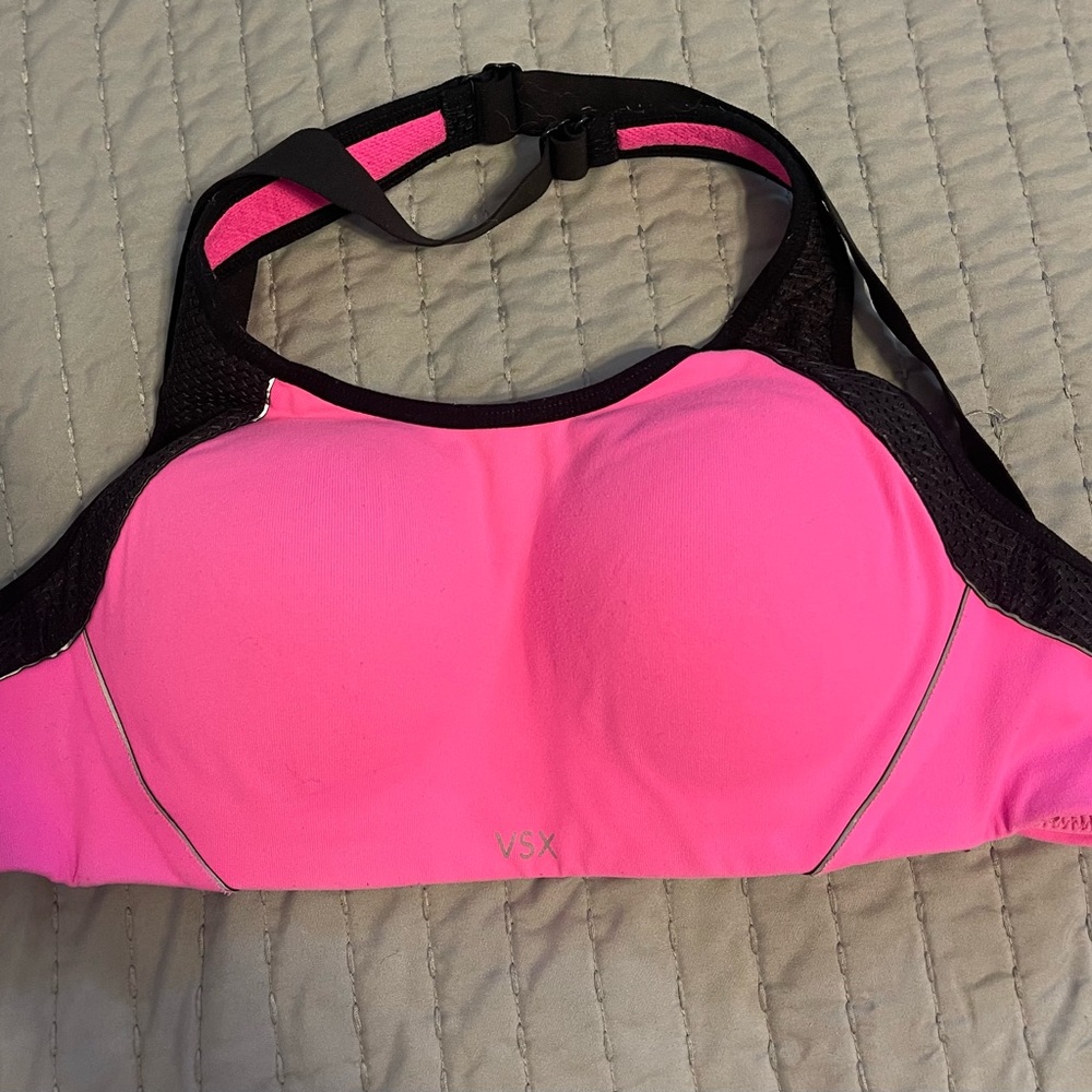 Victoria’s Secret Sport Hot Pink & Black Sports Bra Size 32C